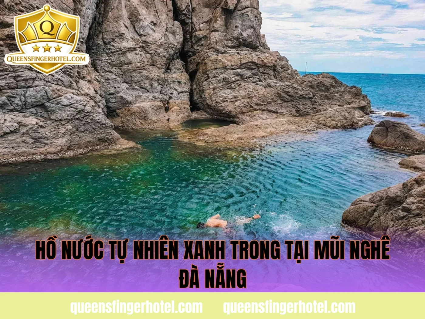 Hồ nước tự nhiên xanh trong tại Mũi Nghê Đà Nẵng