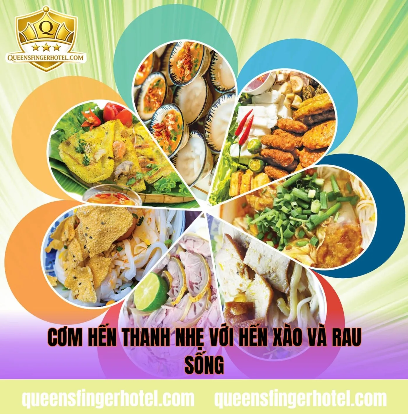 cơm hến thanh nhẹ với hến xào và rau sống