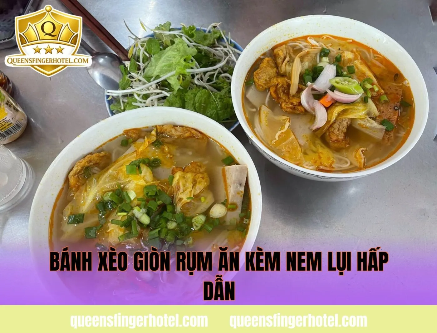 bánh xèo giòn rụm ăn kèm nem lụi hấp dẫn